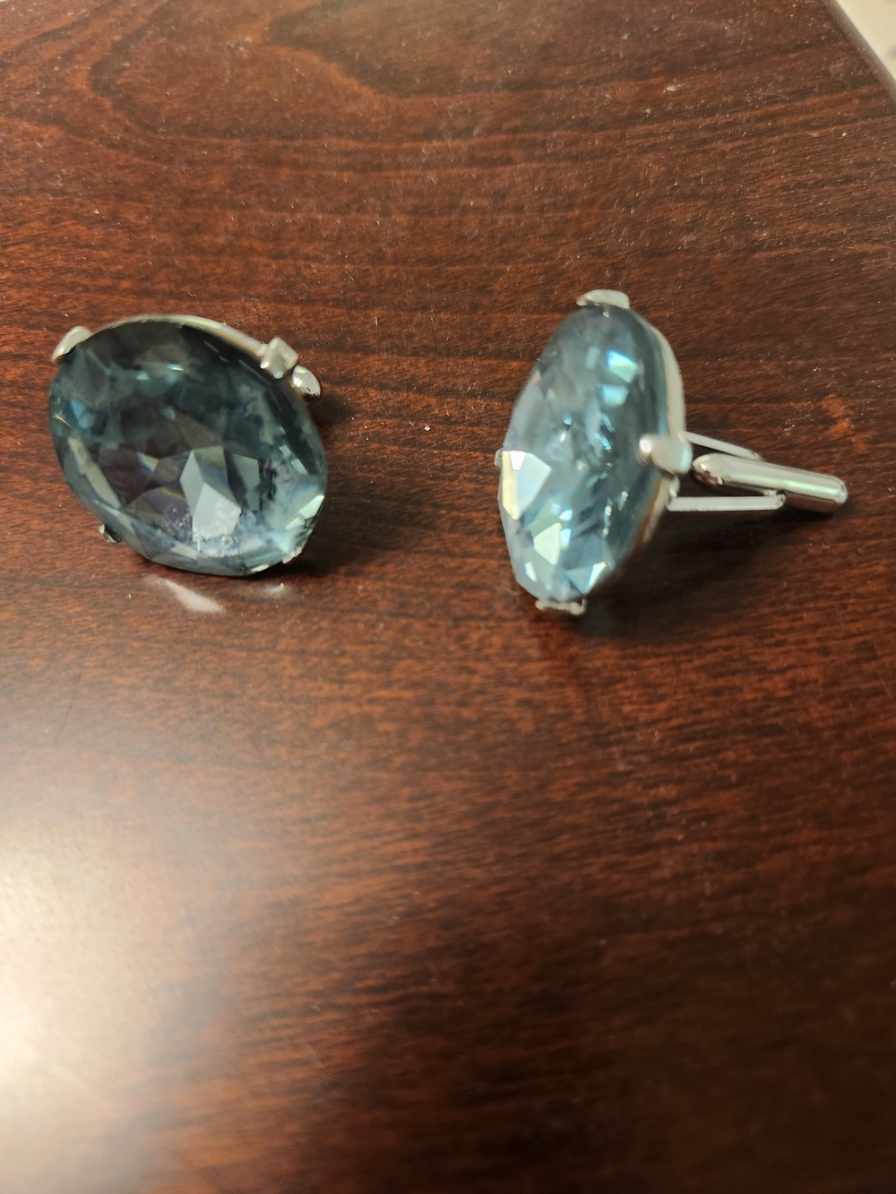 Blue Crystal Oval Cufflinks - Classic Men's Jewelry